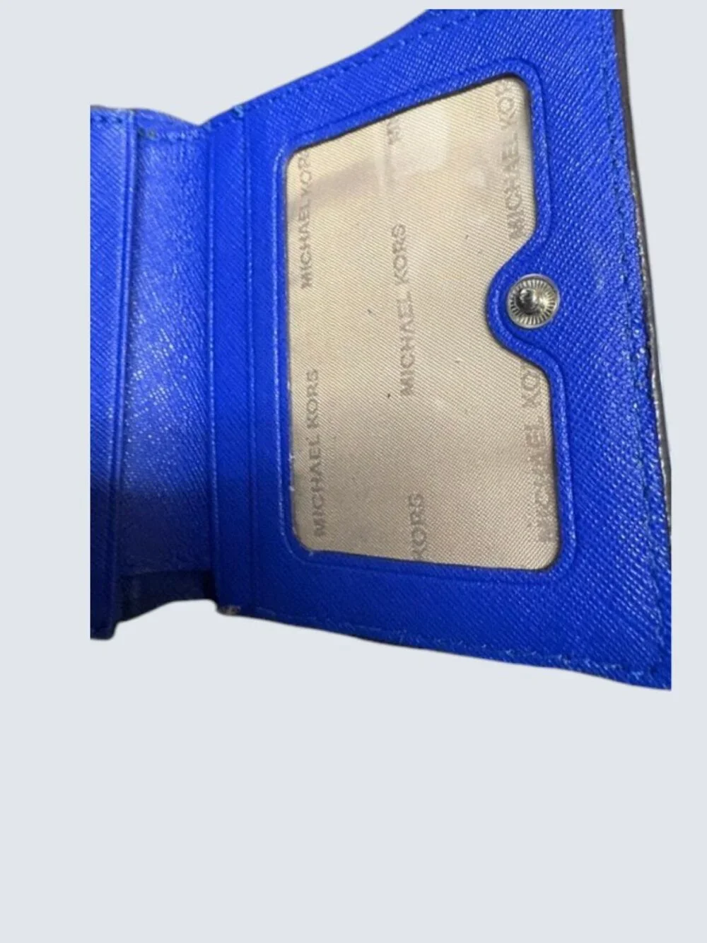 Michael Kors Blue Women's Snap Wallet with Logo, Credit Card Slots